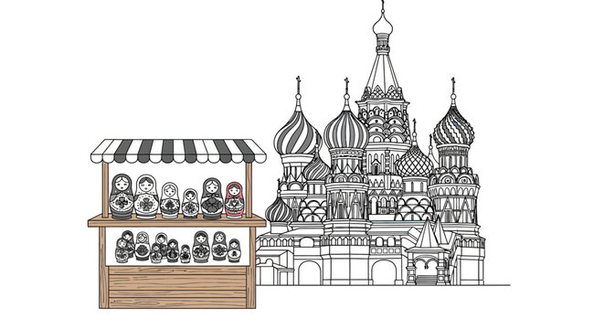 Colorful Russian Nesting Dolls Displayed on a Wooden Stall.