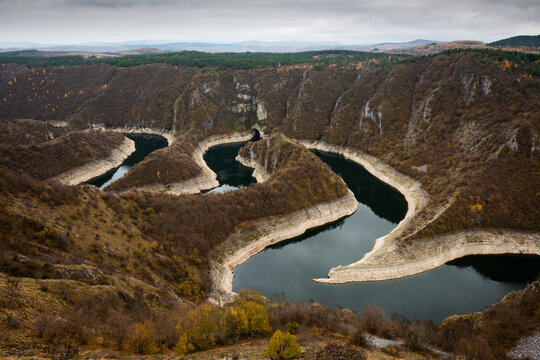 Meander on river Uvac near Sjenica on southern Serbia, special natural reserve, view from Molitva viewpoint