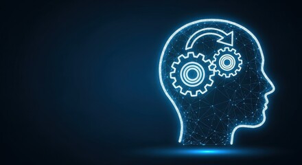 Obraz premium Digital Mind with Interlocking Gears Representing Cognitive Processing and Technological Innovation