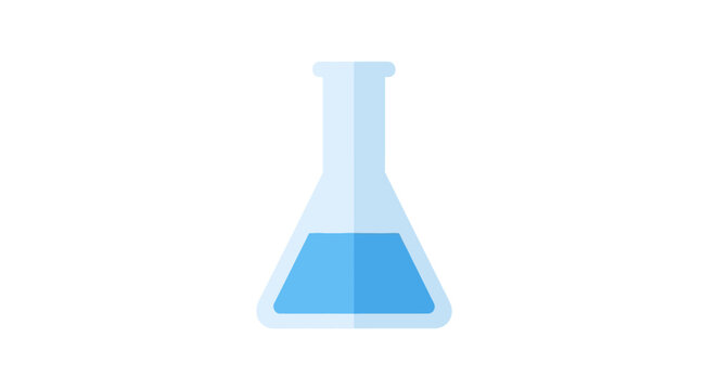 Illustrated laboratory conical flask with blue liquid inside.