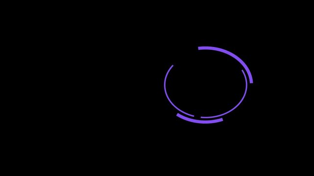 Abstract circular motion graphics with digital glowing rings rotating in dark space environment for futuristic technology interface UI HUD elements presentation overlay isolated on black background vi