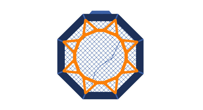 Geometric Octagonal Trampoline Frame Flat Design Illustration.