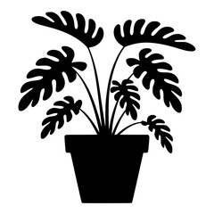 Potted Plant in Terracotta Pot Silhouette for Houseplant and Home Decor Designs © Selda