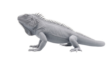 Fototapeta premium White matte minimalist iguana figurine isolated on transparent background