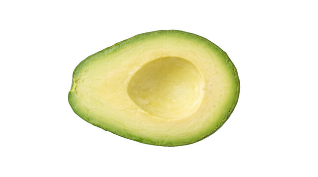 Fresh avocado half without pit revealing empty cavity