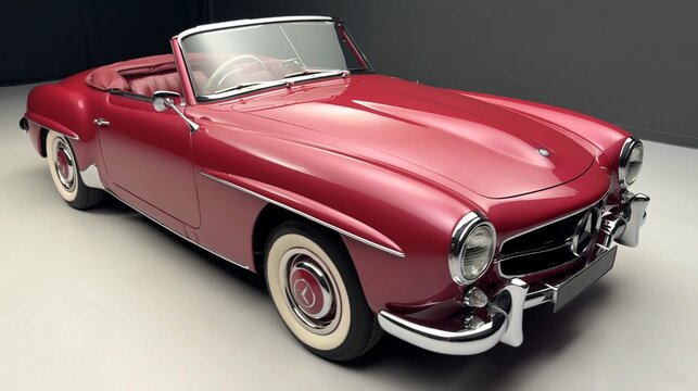 1957 Mercedes-Benz 190SL, Retro, classic German car. classic red vintage car