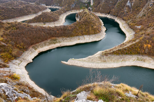 Meander on river Uvac near Sjenica on southern Serbia, special natural reserve, view from Molitva viewpoint