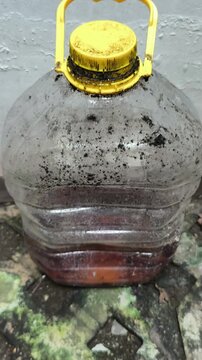 Dirty Plastic Water Container with Dust and Stain Texture Close Up