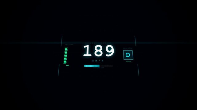 Futuristic HUD Display with Number 189 and Data Visualization