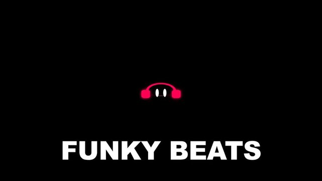Funky Beats Headphones Logo Animation on Black Background