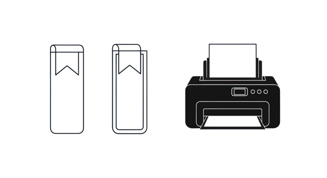 Printer and Bookmark Icon Set