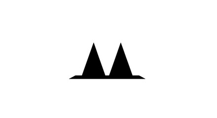 Fototapeta premium Symmetrical twin peak mountain peaks icon on a solid base
