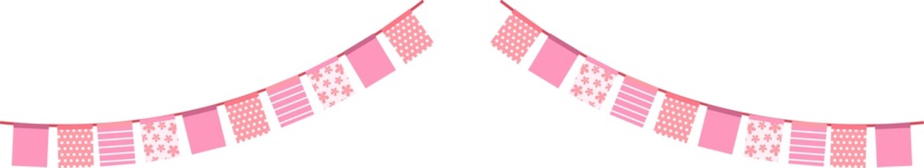 Obraz premium Decorative festive party banner bunting with colorful hanging paper ornaments suitable for birthdays, celebrations, events, and decorations.