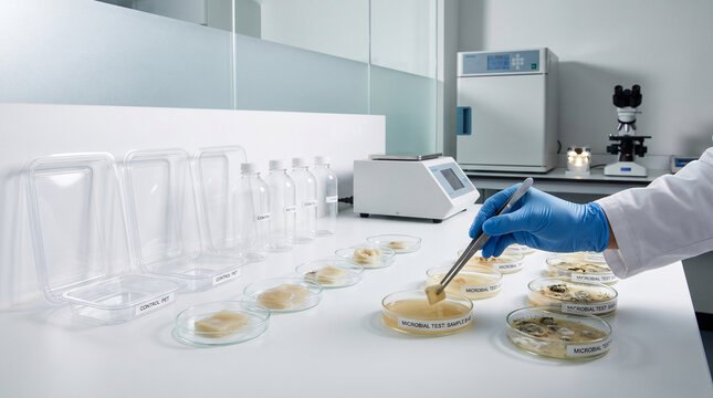 Materials Testing Bench Studying Microbial Breakdown Of PET Packaging