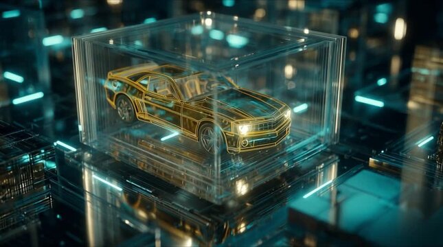 3D vertical semiconductor cube matrix structure simulation (AI Generated)