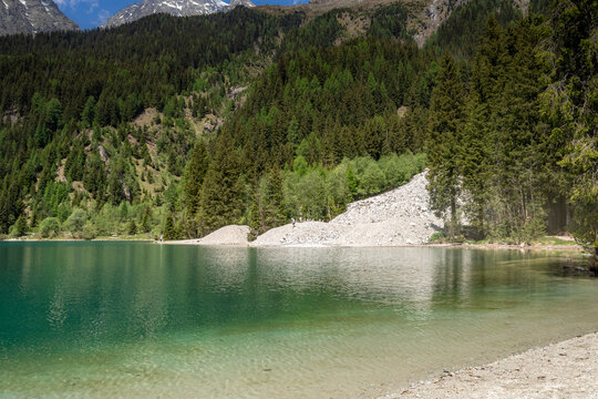 Italy, South Tyrol, Lake Antholz in the Rieserferner-Ahrn Nature Park
