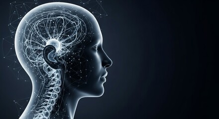 Obraz premium Abstract Human Profile with Glowing Neural Network Connections