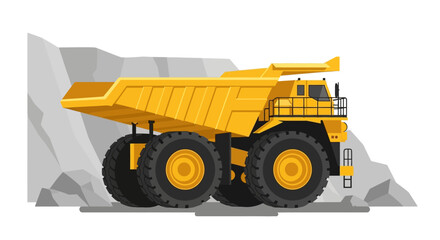 Fototapeta premium Yellow Heavy Duty Mining Dump Truck Illustration - Industrial Haul Truck in Quarry