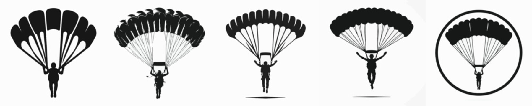 Vector silhouette of person doing parachute