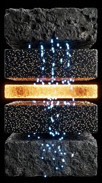 Solid State Battery Ion Flow Through Layers Energy Storage Animation