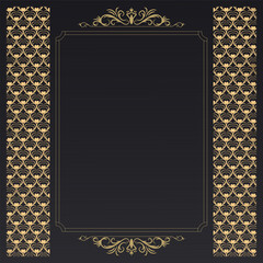 Elegant black and gold decorative frame with ornate patterns © MLN_DESIGN