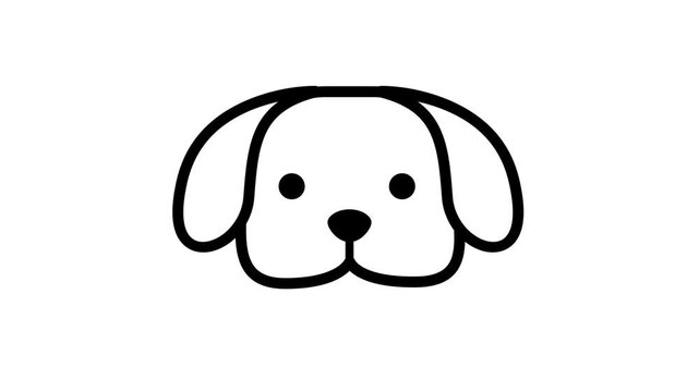 A clean line art puppy face sticker showing a detailed cartoon dog head with floppy ears on a plain white background