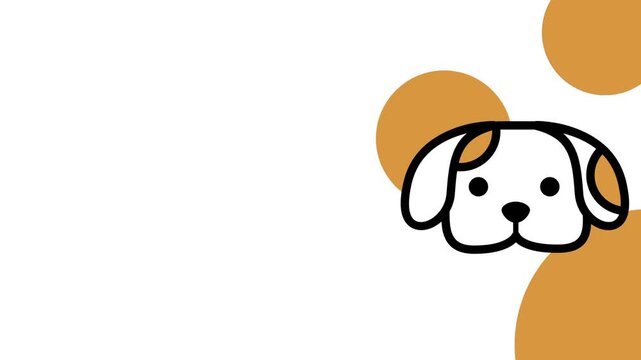 A golden-accented puppy sticker featuring a cute dog peeking from the corner against an orange-yellow background
