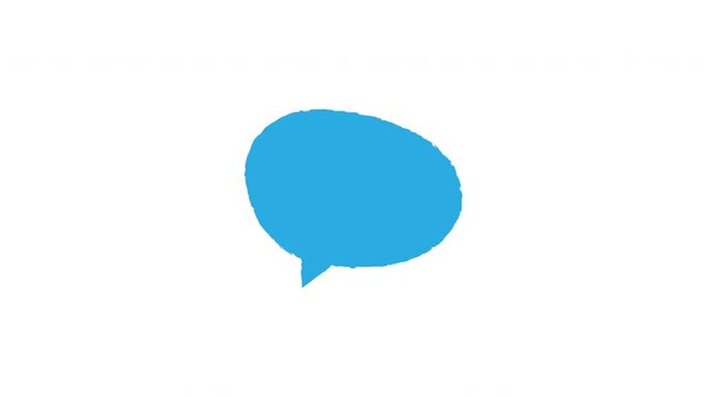 Simple blue painted speech bubble shape communication symbol solid color plain background.