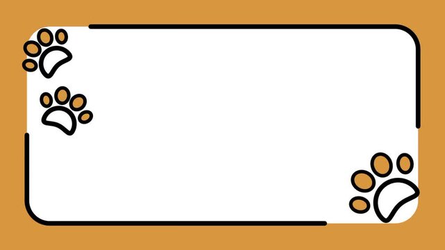 A golden framed label sticker with paw print decorations creating a cute blank notecard design for dog lovers