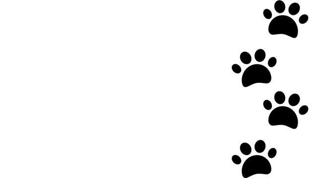 A trail of dark paw prints sticker design showing multiple footprints walking across the image on white background