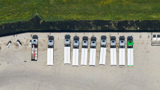 Aerial View of Electric Truck Charging Station