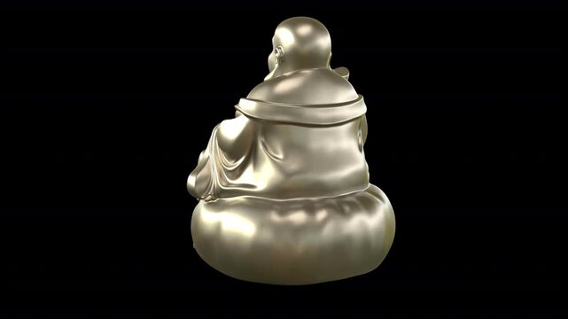 Feng shui laughing buddha rotating &ndash; 3d render looped with alpha channel.