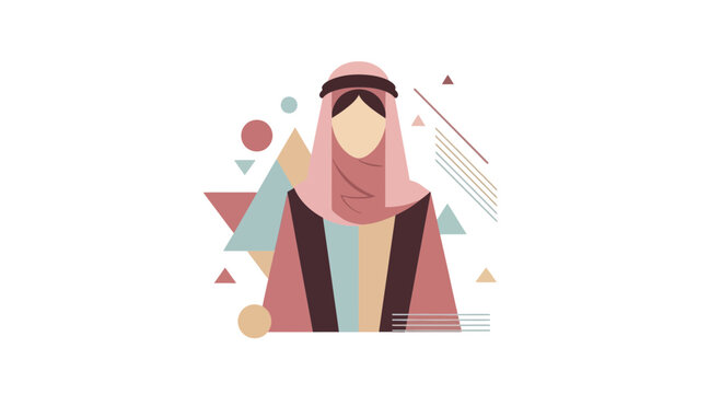 Illustration of a Middle Eastern man wearing a traditional keffiyeh and bisht.