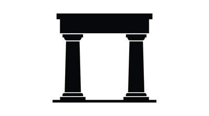 Fototapeta premium Classical column silhouette on a white background architectural element