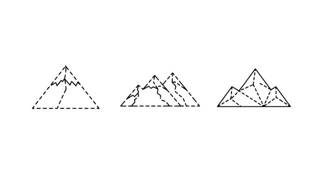 Three Geometric Triangles With Internal Lines Design.