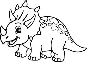 Cute triceratops dinosaur cartoon character for coloring book © Anan