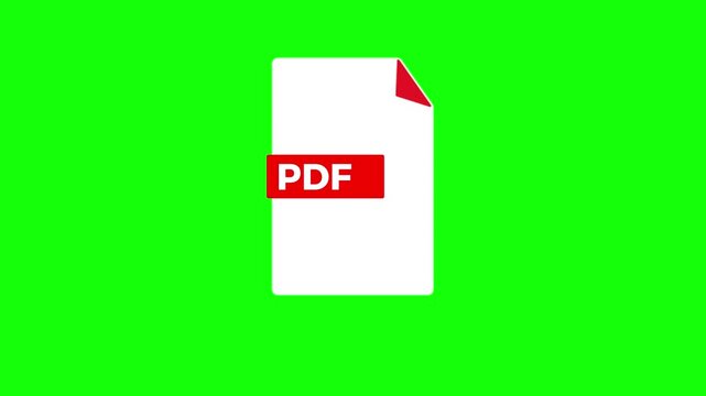 PDF File Format Icon Animation with Digital Document and Image Extension Concept. Transparent background alpha channel. 4K resolution