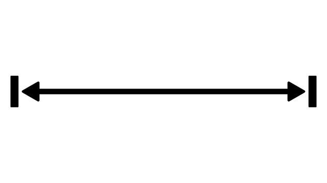 Measuring distance length line animation with alpha channel. Double side arrow icon animation. left and right side arrow measurement motion graphics.4k