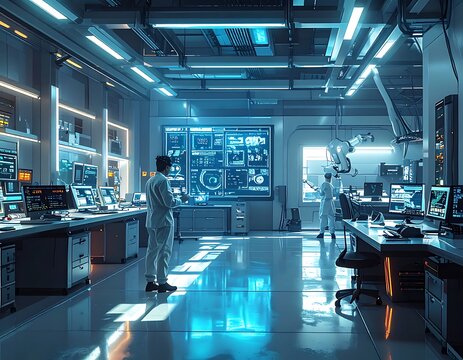 A futuristic laboratory with two technicians (6)