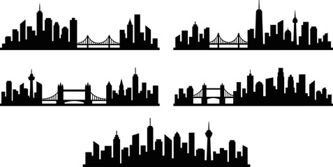 Obraz premium City skylines with buildings and bridges showcase urban landscape architecture.