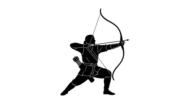 Archer silhouette against a white background historical weaponry depiction
