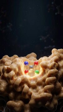 Enzyme Binding Pocket Drug Molecule Docking Catalysis Animation Vertical