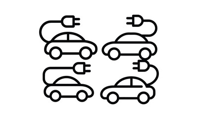 Fototapeta premium Electric car charging icons representing sustainable transportation and eco mobility concept