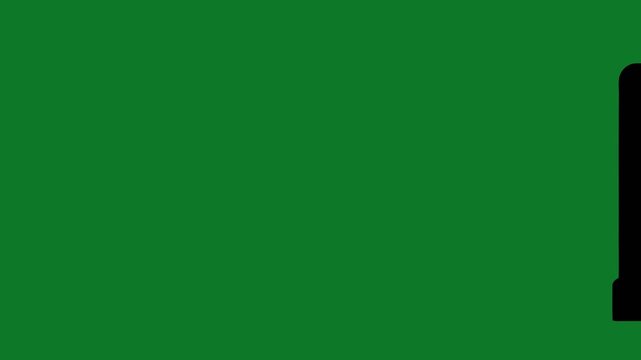 Tombstone silhouette stands prominently against a vibrant green background, offering a minimalist visual representation for memorial or historical concepts.
