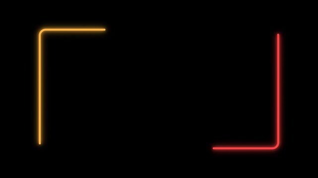 Glowing neon corner frames move across a dark background in this smooth digital motion animation video for creative projects