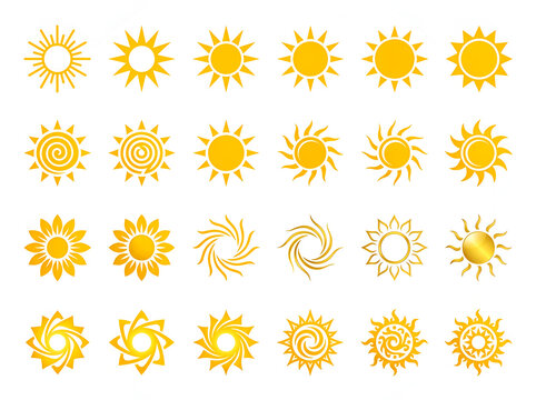 Minimalist sun solar icons collection