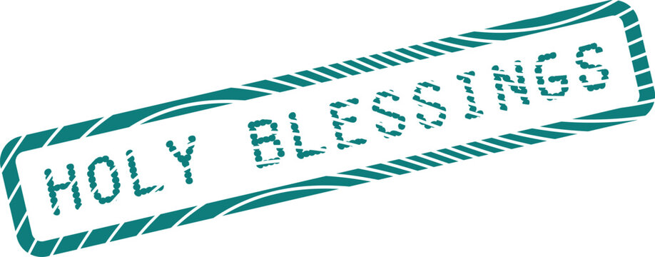 Holy Blessings Green Rubber Stamp Icon with Textured Effect for Religious Messages