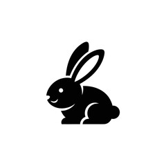 Obraz premium Black rabbit icon design on a white background simple animal vector