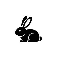 Fototapeta premium Black rabbit icon sitting isolated on white background vector illustration