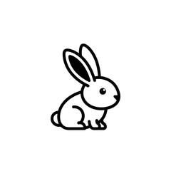 Obraz premium Minimalist black and white rabbit illustration design perfect for various uses